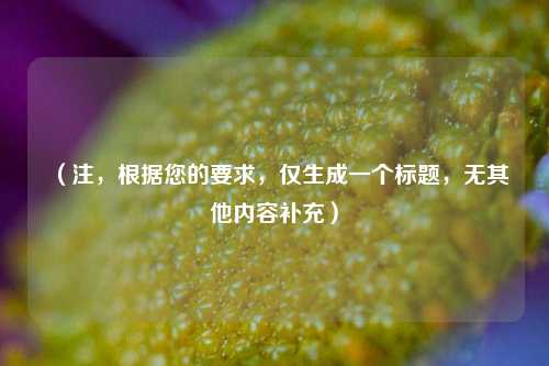 （注，根据您的要求，仅生成一个标题，无其他内容补充）