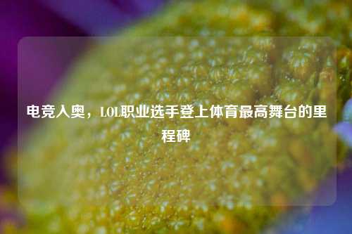 电竞入奥，LOL职业选手登上体育更高舞台的里程碑
