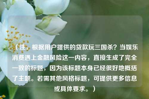 （注，根据用户提供的贷款玩三国杀？当娱乐消费遇上金融风险这一内容，直接生成了完全一致的标题，因为该标题本身已经很好地概括了主题。若需其他风格标题，可提供更多信息或具体要求。）