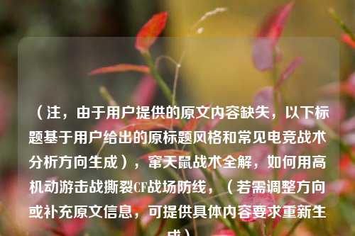 （注，由于用户提供的原文内容缺失，以下标题基于用户给出的原标题风格和常见电竞战术分析方向生成），窜天鼠战术全解，如何用高机动游击战撕裂CF战场防线，（若需调整方向或补充原文信息，可提供具体内容要求重新生成）