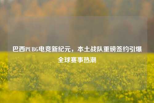 巴西PUBG电竞新纪元，本土战队重磅签约引爆全球赛事热潮