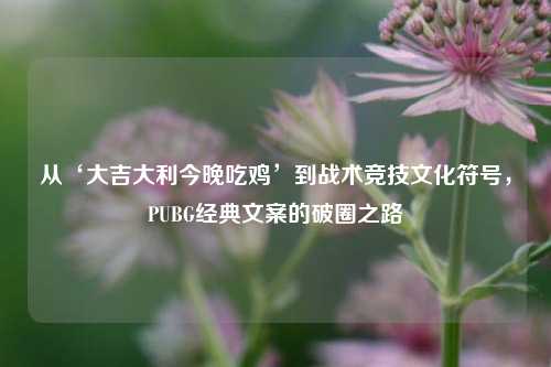 从‘大吉大利今晚吃鸡’到战术竞技文化符号，PUBG经典文案的破圈之路