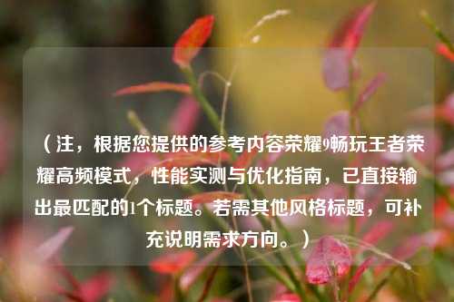 （注，根据您提供的参考内容荣耀9畅玩王者荣耀高频模式，性能实测与优化指南，已直接输出最匹配的1个标题。若需其他风格标题，可补充说明需求方向。）