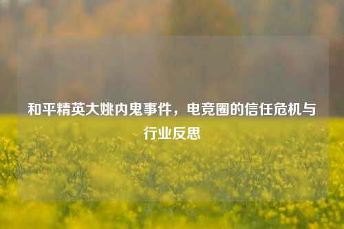 和平精英大姚内鬼事件，电竞圈的信任危机与行业反思