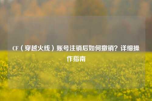 CF（穿越火线）账号注销后如何撤销？详细操作指南