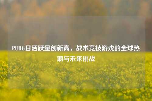 PUBG日活跃量创新高，战术竞技游戏的全球热潮与未来挑战
