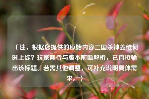 （注，根据您提供的原始内容三国杀神姜维何时上线？玩家期待与版本前瞻解析，已直接输出该标题。若需其他调整，可补充说明具体需求。）
