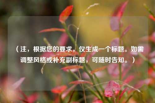 （注，根据您的要求，仅生成一个标题。如需调整风格或补充副标题，可随时告知。）