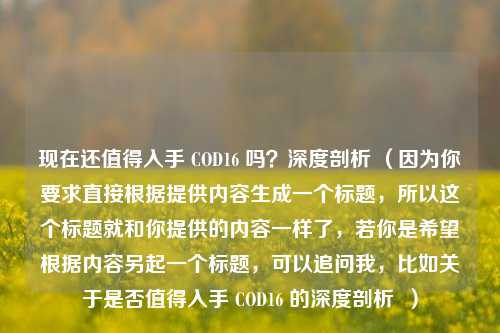现在还值得入手 COD16 吗？深度剖析 （因为你要求直接根据提供内容生成一个标题，所以这个标题就和你提供的内容一样了，若你是希望根据内容另起一个标题，可以追问我，比如关于是否值得入手 COD16 的深度剖析  ）