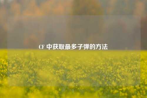 CF 中获取最多子弹的 *** 