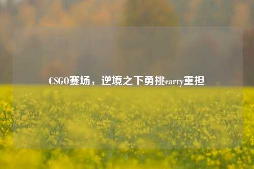 CSGO赛场，逆境之下勇挑carry重担