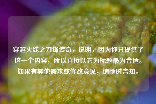 穿越火线之刀锋传奇，说明，因为你只提供了这一个内容，所以直接以它为标题最为合适。如果有其他需求或修改意见，请随时告知。