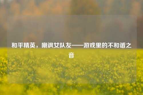 和平精英，嘲讽女队友——游戏里的不和谐之音