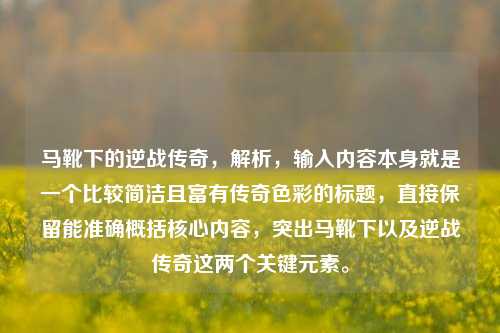 马靴下的逆战传奇，解析，输入内容本身就是一个比较简洁且富有传奇色彩的标题，直接保留能准确概括核心内容，突出马靴下以及逆战传奇这两个关键元素。