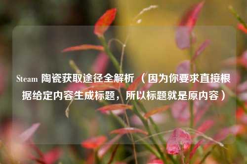 Steam 陶瓷获取途径全解析 （因为你要求直接根据给定内容生成标题，所以标题就是原内容）