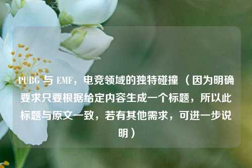 PUBG 与 EMF，电竞领域的独特碰撞 （因为明确要求只要根据给定内容生成一个标题，所以此标题与原文一致，若有其他需求，可进一步说明）