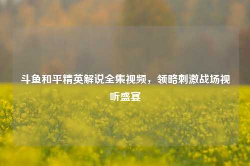 斗鱼和平精英解说全集视频，领略***战场视听盛宴