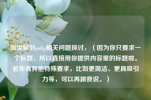  *** 解封pubg相关问题探讨，（因为你只要求一个标题，所以直接用你提供内容里的标题啦。若你有其他特殊要求，比如更简洁、更具吸引力等，可以再跟我说。）