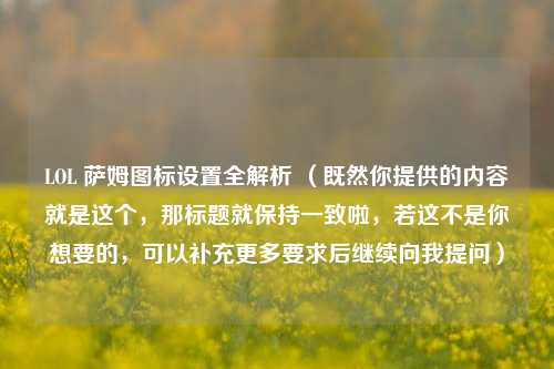 LOL 萨姆图标设置全解析 （既然你提供的内容就是这个，那标题就保持一致啦，若这不是你想要的，可以补充更多要求后继续向我提问）
