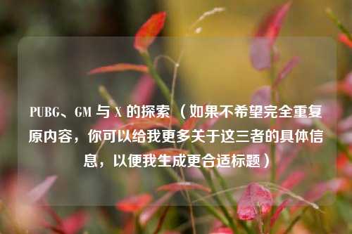 PUBG、GM 与 X 的探索 （如果不希望完全重复原内容，你可以给我更多关于这三者的具体信息，以便我生成更合适标题）