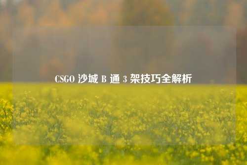 CSGO 沙城 B 通 3 架技巧全解析