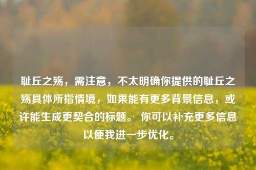 耻丘之殇，需注意，不太明确你提供的耻丘之殇具体所指情境，如果能有更多背景信息，或许能生成更契合的标题。 你可以补充更多信息以便我进一步优化。