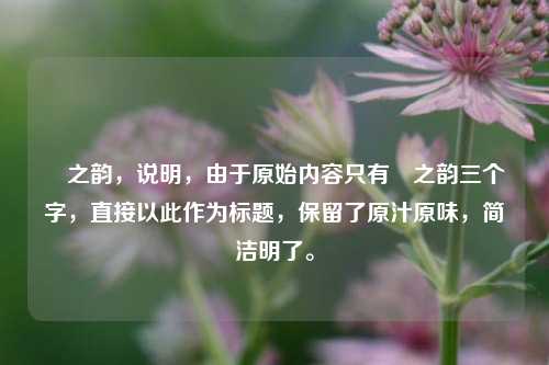 祎之韵，说明，由于原始内容只有祎之韵三个字，直接以此作为标题，保留了原汁原味，简洁明了。
