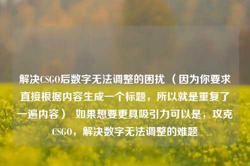 解决CSGO后数字无法调整的困扰 （因为你要求直接根据内容生成一个标题，所以就是重复了一遍内容）  如果想要更具吸引力可以是，攻克CSGO，解决数字无法调整的难题