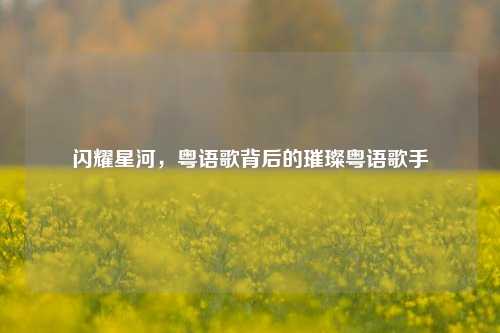 闪耀星河，粤语歌背后的璀璨粤语歌手