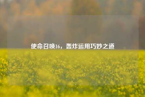 使命召唤16，轰炸运用巧妙之道