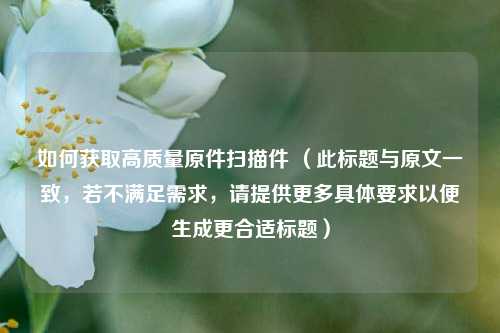如何获取高质量原件扫描件 （此标题与原文一致，若不满足需求，请提供更多具体要求以便生成更合适标题）