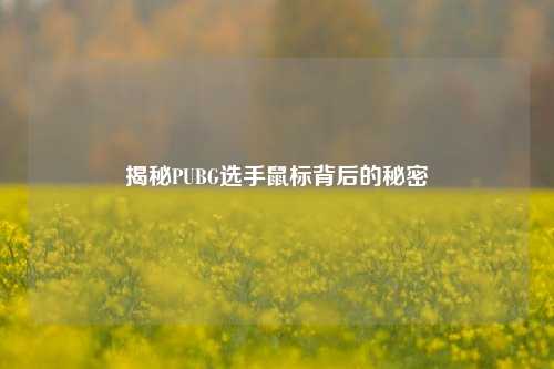 揭秘PUBG选手鼠标背后的秘密