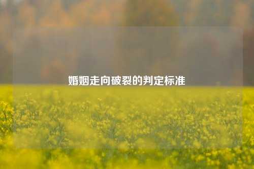 婚姻走向破裂的判定标准