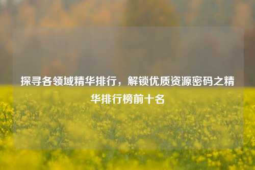 探寻各领域精华排行，解锁优质资源密码之精华排行榜前十名