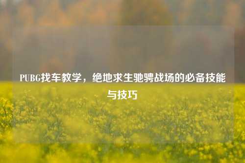 PUBG找车教学，绝地求生驰骋战场的必备技能与技巧