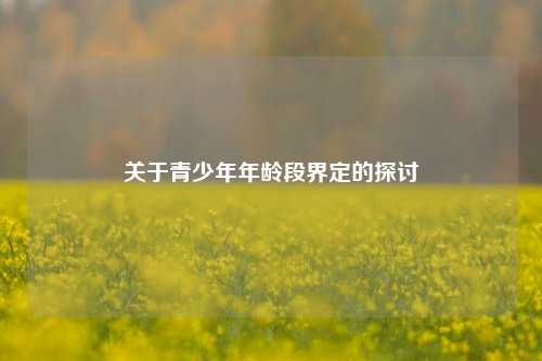关于青少年年龄段界定的探讨