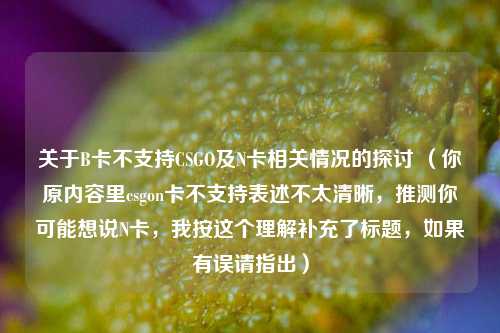 关于B卡不支持CSGO及N卡相关情况的探讨 （你原内容里csgon卡不支持表述不太清晰，推测你可能想说N卡，我按这个理解补充了标题，如果有误请指出）