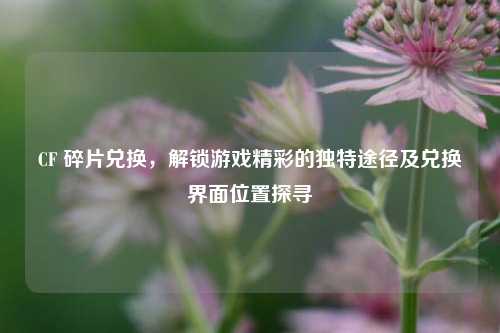 CF 碎片兑换，解锁游戏精彩的独特途径及兑换界面位置探寻