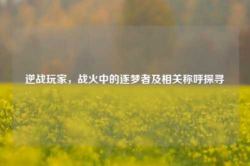 逆战玩家，战火中的逐梦者及相关称呼探寻