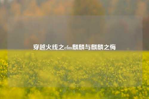 穿越火线之cfm麒麟与麒麟之悔