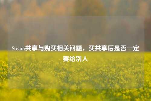 Steam共享与购买相关问题，买共享后是否一定要给别人