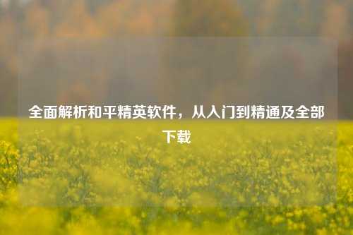 全面解析和平精英软件，从入门到精通及全部下载