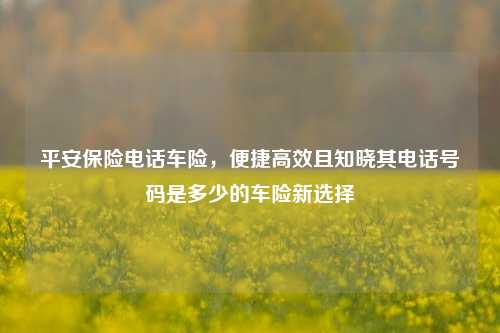 平安保险 *** 车险，便捷高效且知晓其 *** 号码是多少的车险新选择