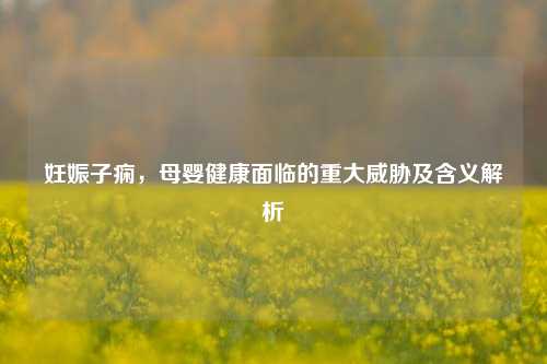 妊娠子痫，母婴健康面临的重大威胁及含义解析