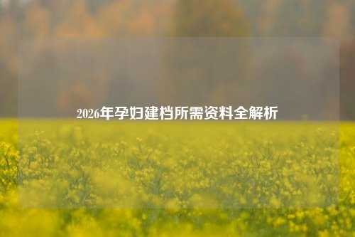 2026年孕妇建档所需资料全解析