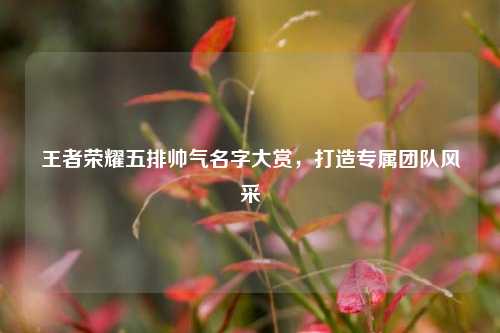 王者荣耀五排帅气名字大赏，打造专属团队风采