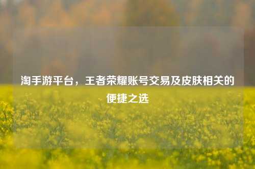 淘手游平台，王者荣耀账号交易及皮肤相关的便捷之选
