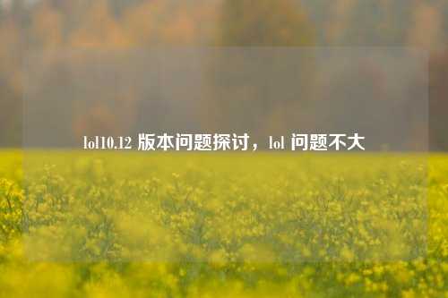 lol10.12 版本问题探讨，lol 问题不大