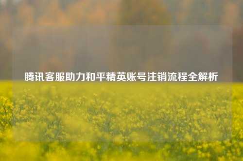 腾讯 *** 助力和平精英账号注销流程全解析