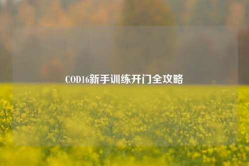 COD16新手训练开门全攻略